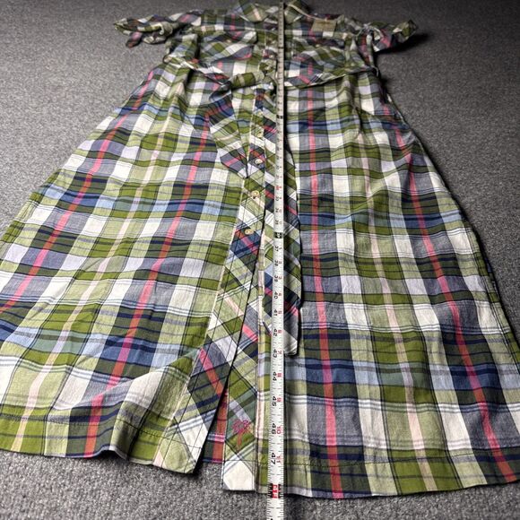 NWT Tommy Bahama Maui Madras Midi Shirt Dress Green Blue Red Plaid XS - Picture 8 of 8